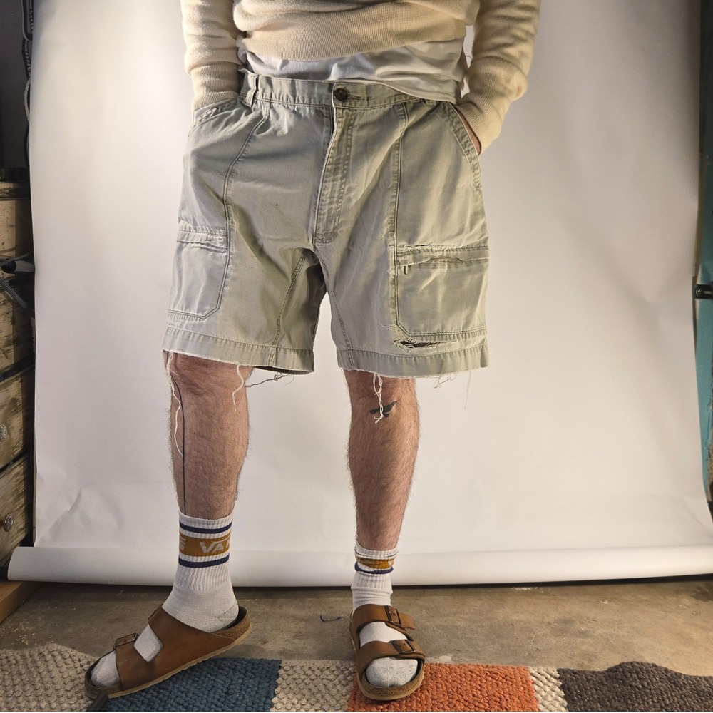 VTG Woolrich Mens 40 Utility Cargo Shorts Thrashed Distressed Y2K Workwear USA - Picture 9 of 9